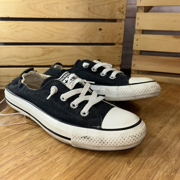Converse Chuck Taylor Sneaker Women's Size 8 Black & White lace up skate shoes - Picture 2 of 7